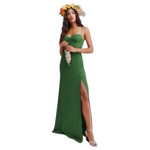 chinese dress ladies Rent The Selia Green Linen Dress By Reformation main image 1